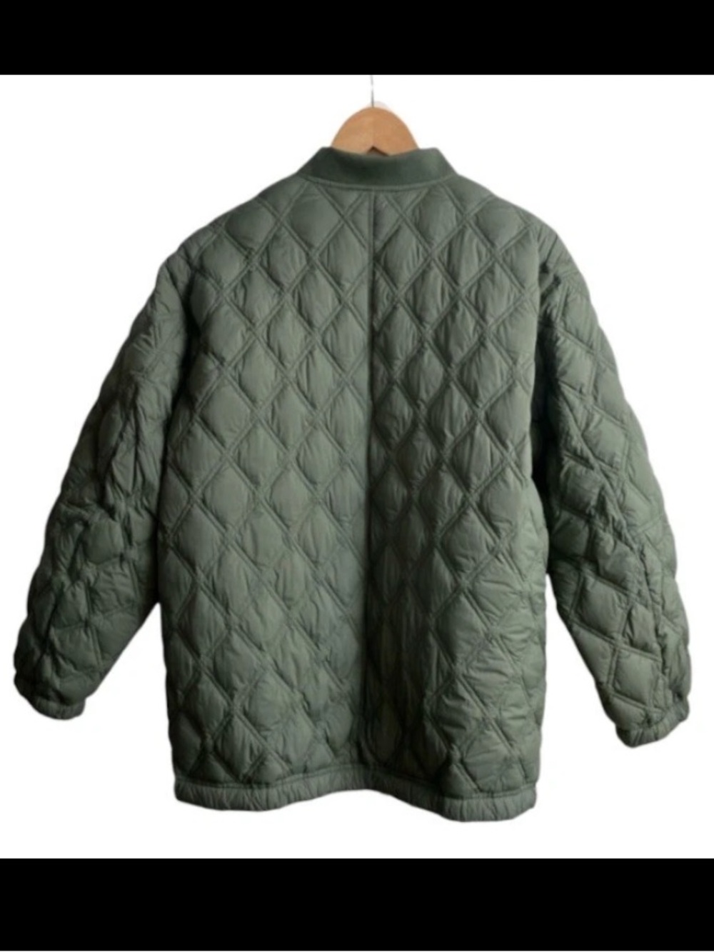 MARINE LAYER Marina Quilted  Down Oversized Bomber Olive Zip Jacket Pockets Sz M - Picture 9 of 15